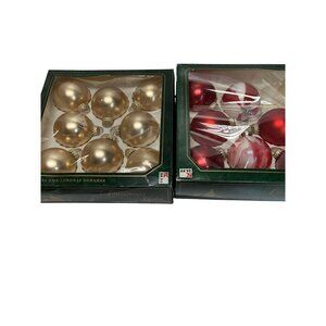 Vintage Gold & Red Glass Christmas Ornaments 15 Pcs in Original Boxes Kmart READ